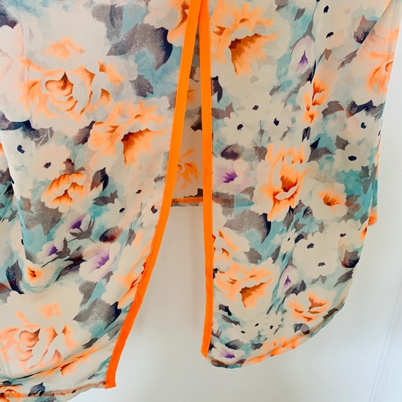 Neon Orange Floral Top - Picture 6 of 7